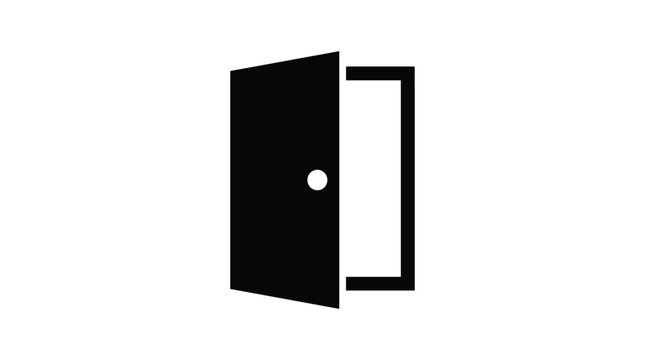 Open door icon vector illustration showing a simple black entrance symbol on a white background