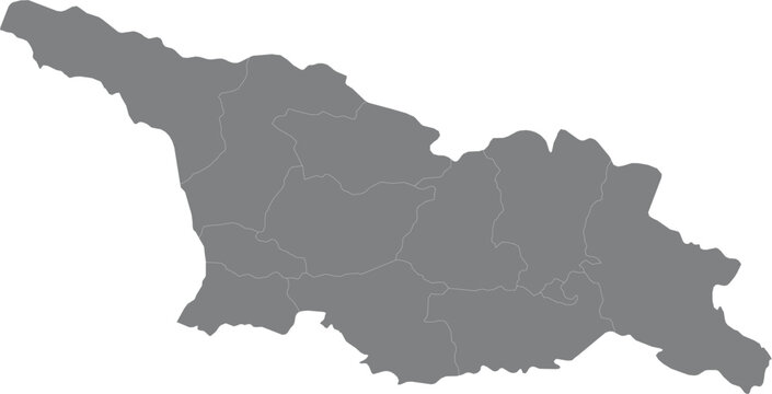 Grey map of georgia country with internal regional borders illustration illustration