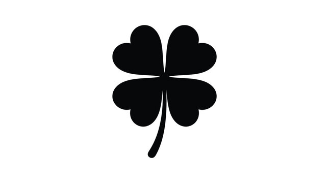Four leaf clover vector illustration showing a black silhouette icon isolated on a white background