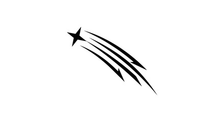 Black shooting star with motion trails on white background, abstract, design element © illustration