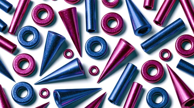 Metallic pink and blue geometric pattern 3D wallpaper.