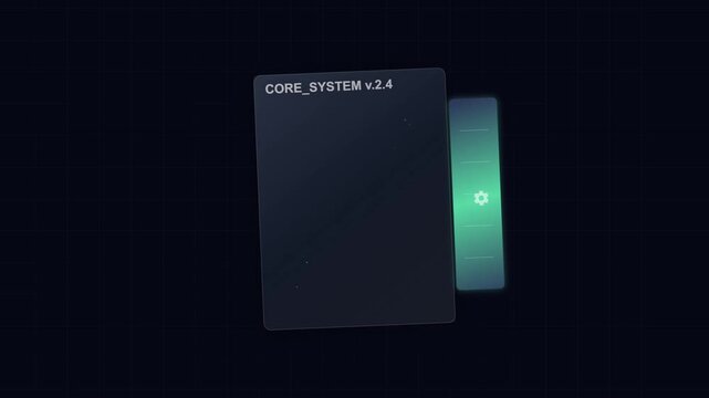 Digital user interface menu with loading bar and settings gear icon