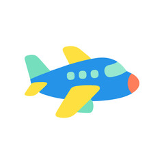 Naklejka premium Colorful cartoon airplane in flight.