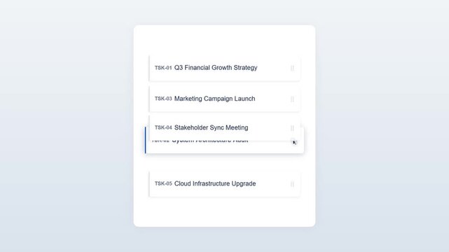 User Interface Showing Task Management List Being Selected on Screen