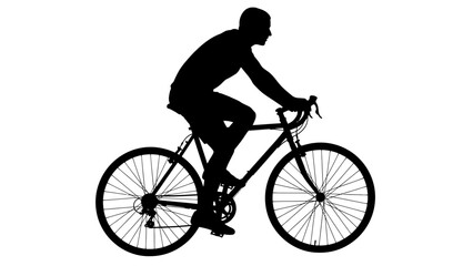 Obraz premium Man Riding a Bicycle Silhouette Profile.