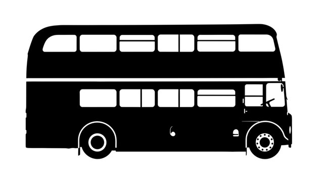 Black silhouette of a double decker bus.
