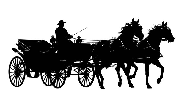 Horse Drawn Carriage Silhouette Vector.