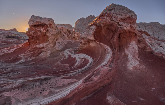 Colorful sandstone formations show layers and patterns at White Pocket in Vermilion Cliffs National Monument Arizona