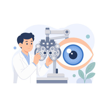 Eye Examination with Phoropter Machine
