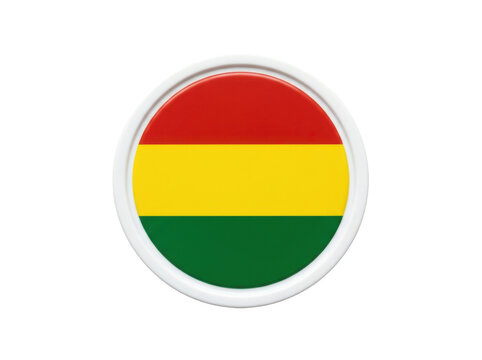 Round button icon with the flag of bolivia isolated on transparent background