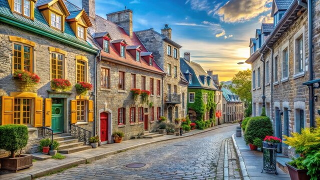 Rue du petit champlain at lower town basseville in old quebec city quebec canada