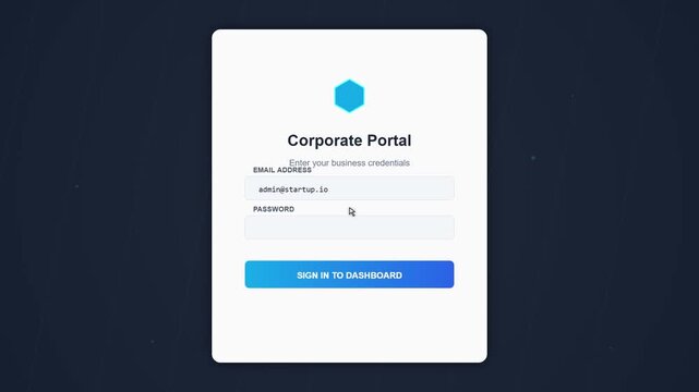 Corporate Portal Login Screen with Mouse Cursor Clicking Sign In Button