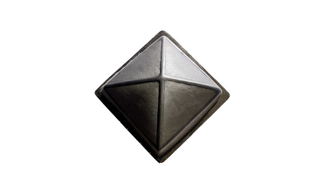 Black graphite crystal octahedron geometric design element isolated on transparent background