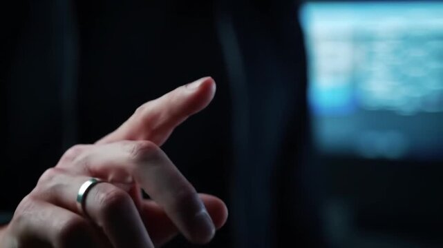 Person touching glowing blue wifi icon in digital interface