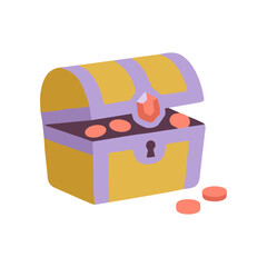 Yellow Treasure Chest with Coins. © daksarupa