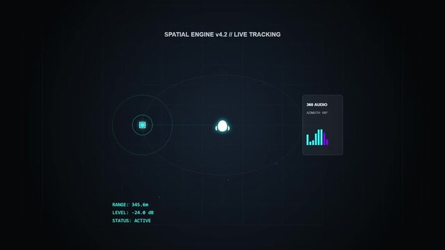 Digital interface showing live spatial audio tracking with sound data