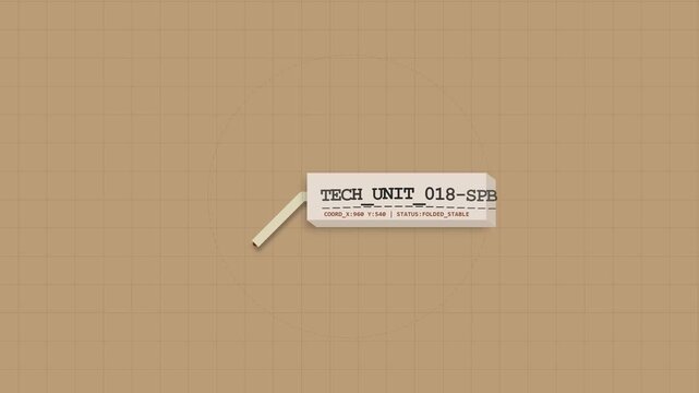 Digital technical unit box moving on a flat grid background