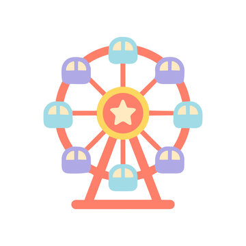 Colorful Ferris Wheel Amusement Park Ride.