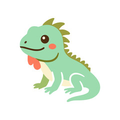 Fototapeta premium Cute cartoon green dinosaur character.