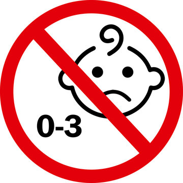 Not suitable for children under 3 years choking hazard warning sign icon vector
