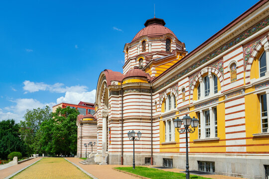 Sofia Central Mineral Baths showcasing historic architecture and vibrant details in Sofia, Bulgaria