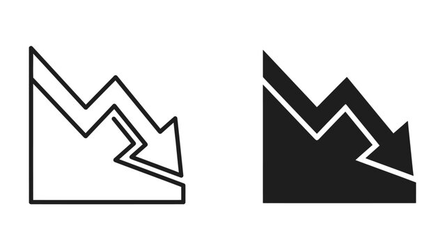 Trend Downward: A graphic representation of a downward trend, with two distinct line graphs illustrating a significant decrease.