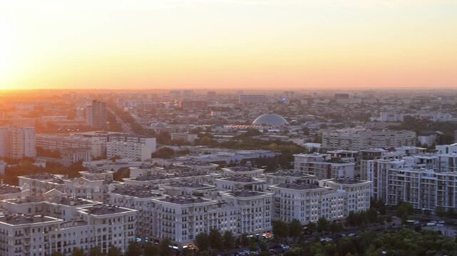 Tashkent, Uzbekistan - July 05, 2026: Tashkent City at Golden Hour, Modern Skyline Glowing in Warm Evening Light. Uzbekistan. 4K