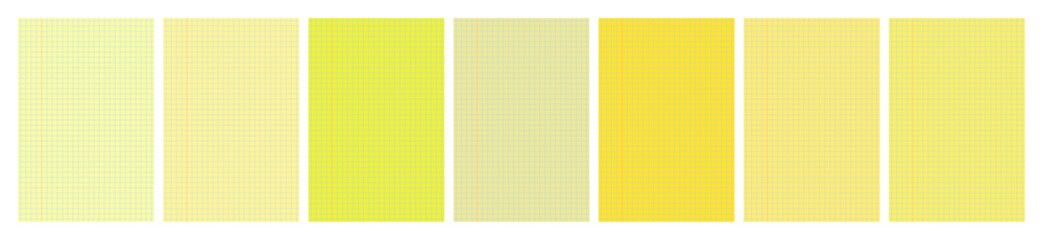 Set of yellow legal pad pages with lined or grid designs © dniprodd