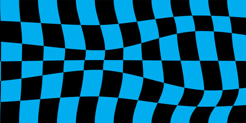 Obraz premium Abstract blue and black checkered pattern background banner
