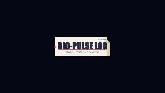Digital bio pulse log interface display scanning data on dark background