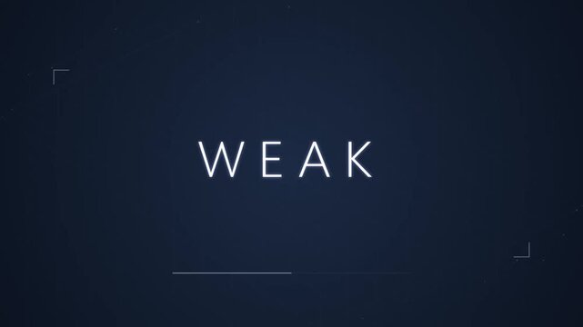 Strong and weak text animation transition on dark digital background