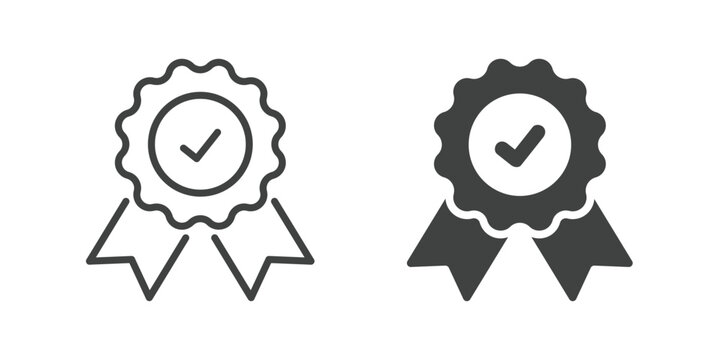 Quality Approved Icon. Line and glyph solid icon