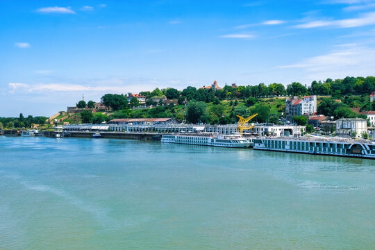Belgrade showcases waterfront cityscape and fortress at the meeting of the Sava and Danube rivers in Serbia