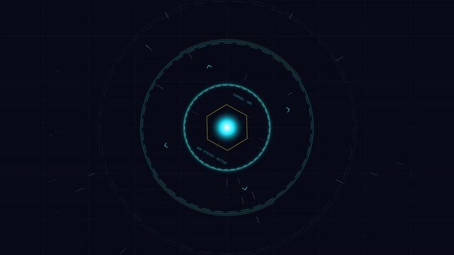 Futuristic HUD interface displaying EMP energy discharge status animation