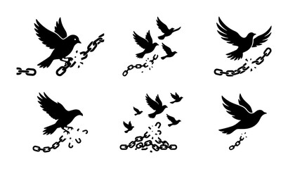 Birds flying free breaking chains freedom vector illustration Vector © MSTRANI