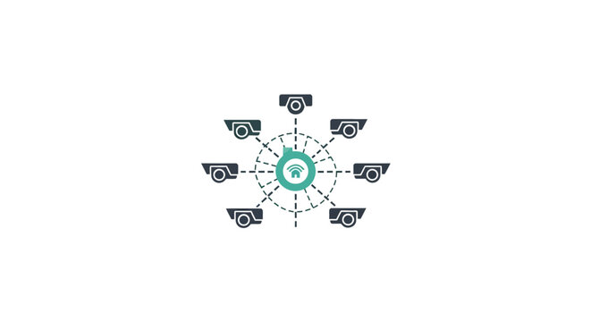 Centralized security camera surveillance network icon.
