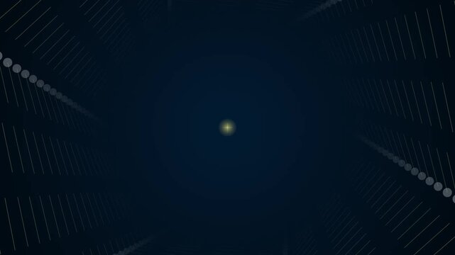 Abstract Dark Background with Rotating Golden Geometric Lines and Dots