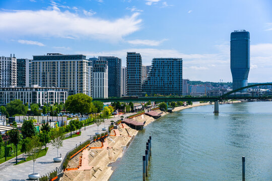 View of Kula Belgrade and Brankov Bridge over Sava River in Belgrade Serbia during daylight hours