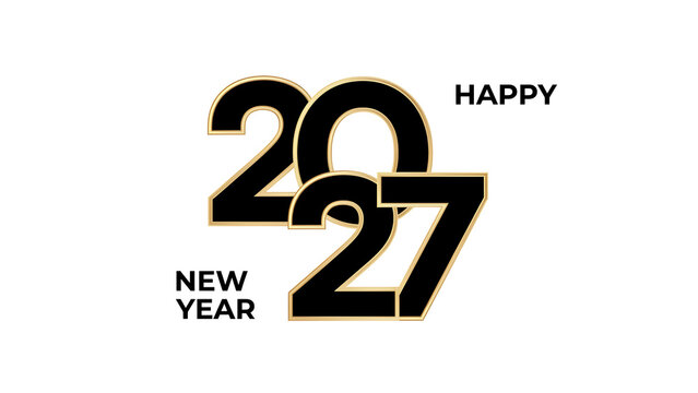 Black And Gold Numerals Twenty seventeen With Text On A White Background New Year Graphic abstract arrangement art