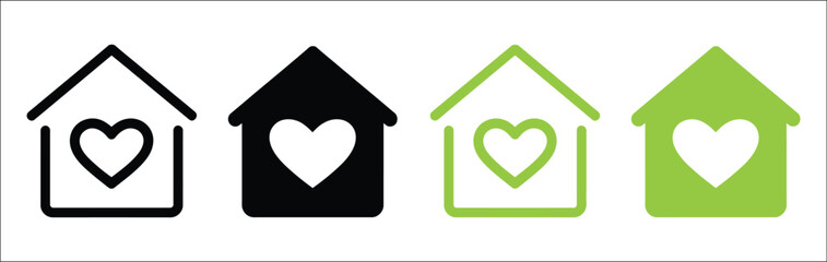 House with heart icon representing home, family care, community support, charity, healthcare, social services, and compassionate living in modern style, vector, designs. © RASEL