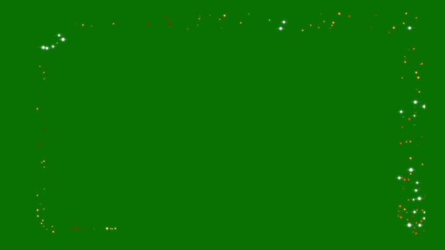 Cosmic Spark Borders. Glowing Neon Particle Effects And Starry Motion Frames Pack for Creators On green Background. Alpha channel magical White And gold glitter stars and shimmering particles. 4k