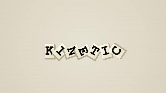 Animated kinetic typography letters spelling word on paper background
