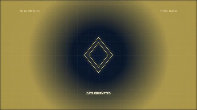 Digital interface with animated diamond shape and changing system status