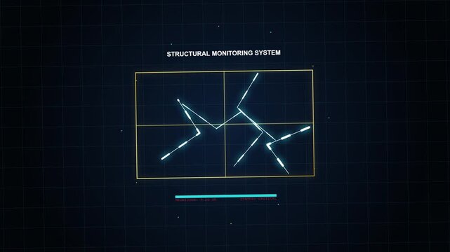 Digital interface showing structural monitoring system with earthquake alert
