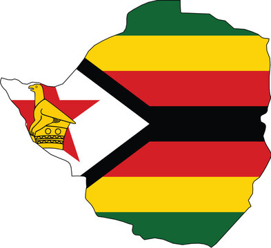Zimbabwe flag border map vector
