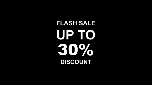 A flash sale thirty percent discount graphic high quality 4K stock video