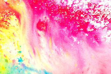Fototapeta premium A vibrant and colourful watercolour abstract painting on canvas painted with wild and free brush strokes