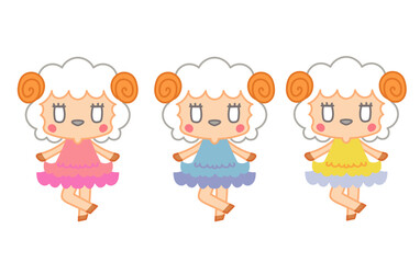Fototapeta premium 羊のキャラクターのイラストセット、ベクター