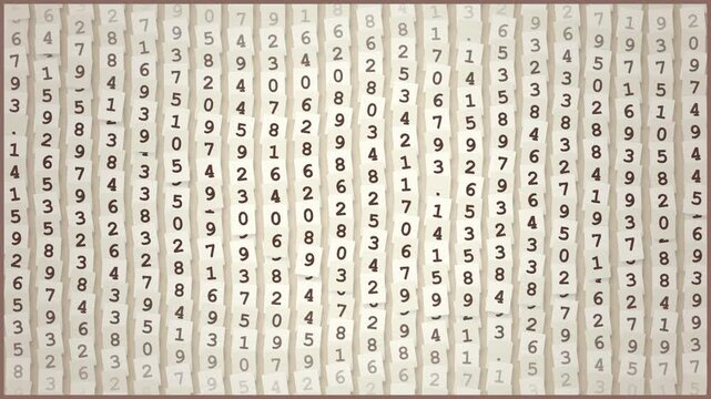 Abstract mathematical background with scrolling rows of changing numbers