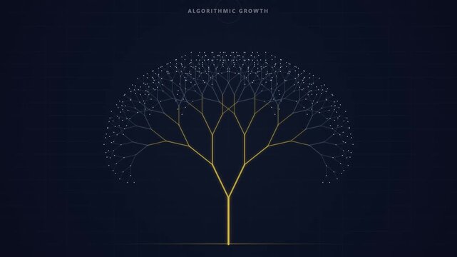 Digital Tree Growth Visualization Representing Data Network Connectivity